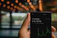 person holding smartphone showing investment stock chart app for beginner investing